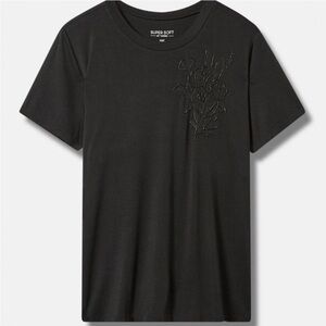 Torrid Line Beaded Botanical Perfect Super Soft Crew Neck Tee Size 3